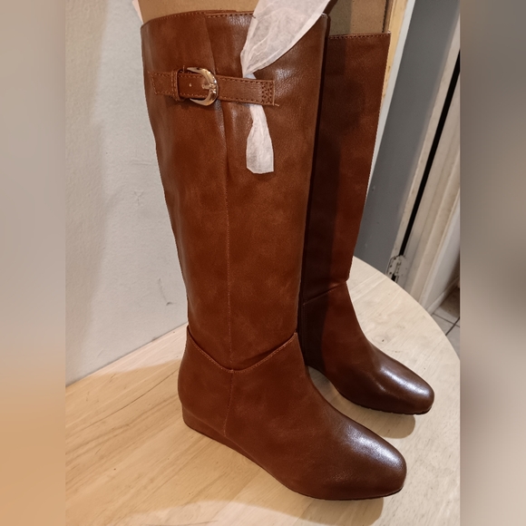 ANNE KLEIN Mollie Wedge Boot In Cognac - Picture 3 of 10